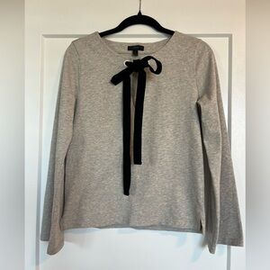J.Crew Velvet Tie-Front Blouse Grey Black Small Long Sleeve Women’s Top